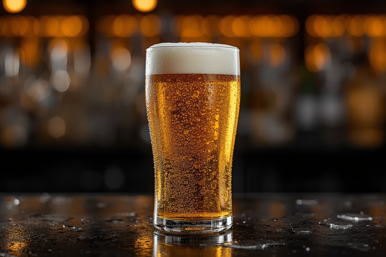 Fatöl i glas med skum